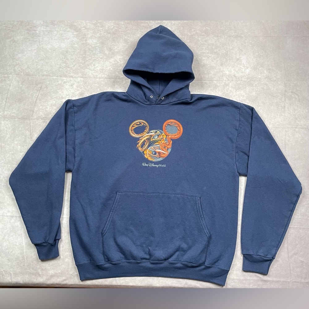VTG Walt Disney World Year of the Dragon Chinese Mickey Mens XL Pointed Hoodie